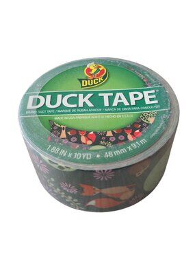 New Duck Tape Woodland Animal Fox and Hedgehog Flowers and Trees Dark Green NWT